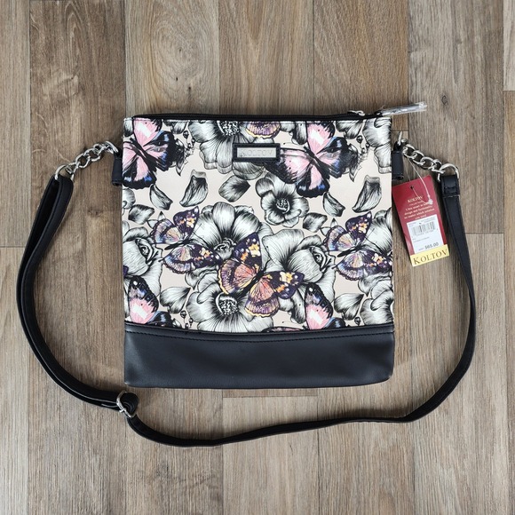 Koltov Butterfly Floral Crossbody Bag Purse Shoulder Bag New with Tags - Picture 1 of 12